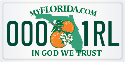 FL license plate 0001RL