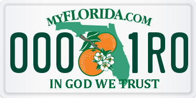 FL license plate 0001RO