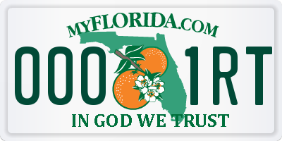 FL license plate 0001RT