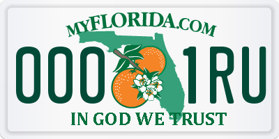 FL license plate 0001RU