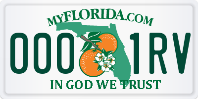 FL license plate 0001RV