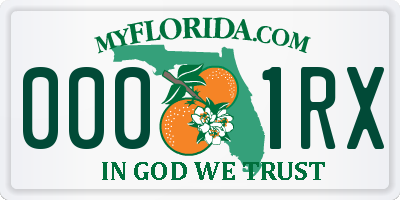 FL license plate 0001RX