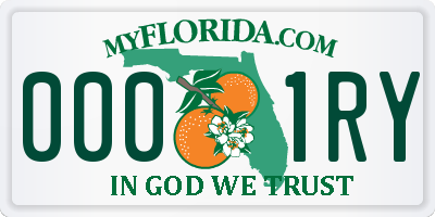 FL license plate 0001RY