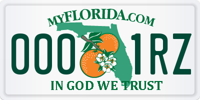 FL license plate 0001RZ