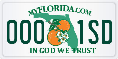 FL license plate 0001SD