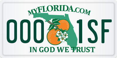 FL license plate 0001SF