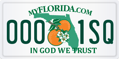 FL license plate 0001SQ