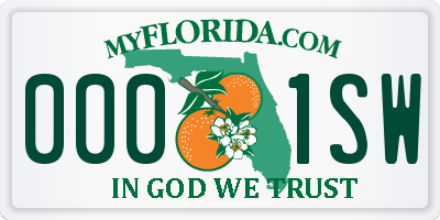 FL license plate 0001SW