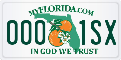 FL license plate 0001SX