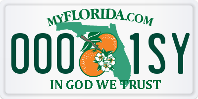 FL license plate 0001SY