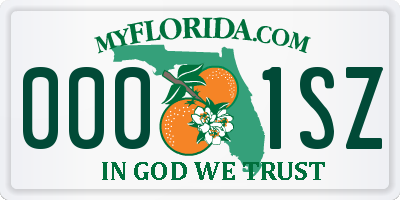 FL license plate 0001SZ