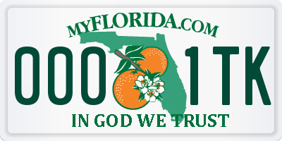 FL license plate 0001TK