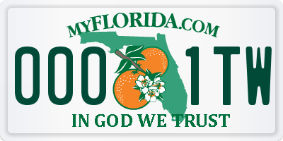 FL license plate 0001TW