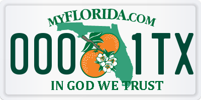 FL license plate 0001TX