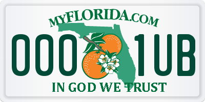 FL license plate 0001UB