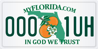 FL license plate 0001UH