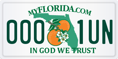 FL license plate 0001UN
