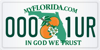 FL license plate 0001UR