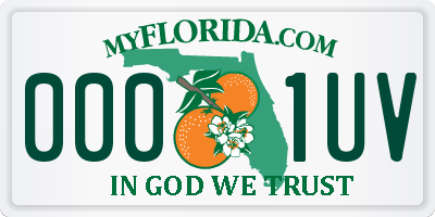 FL license plate 0001UV