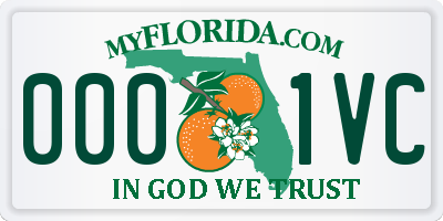 FL license plate 0001VC