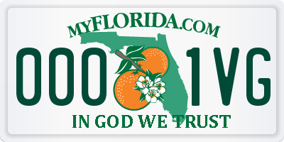 FL license plate 0001VG