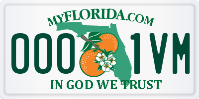 FL license plate 0001VM