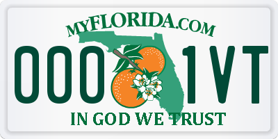 FL license plate 0001VT