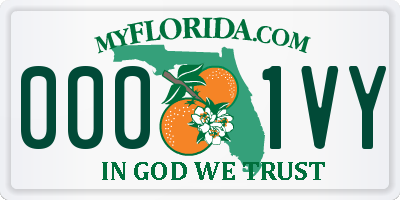 FL license plate 0001VY