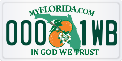 FL license plate 0001WB