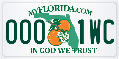 FL license plate 0001WC