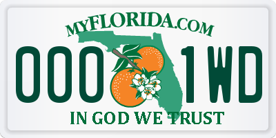 FL license plate 0001WD