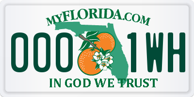 FL license plate 0001WH