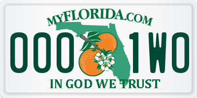 FL license plate 0001WO