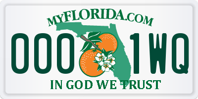 FL license plate 0001WQ