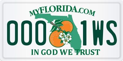 FL license plate 0001WS
