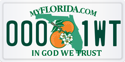 FL license plate 0001WT