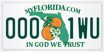 FL license plate 0001WU