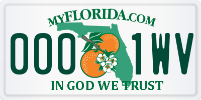 FL license plate 0001WV