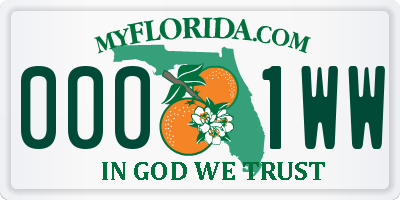 FL license plate 0001WW