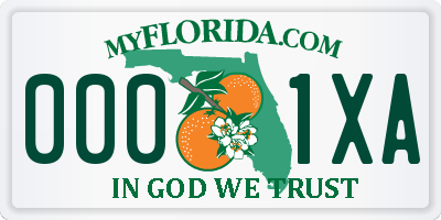 FL license plate 0001XA