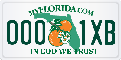 FL license plate 0001XB