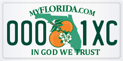 FL license plate 0001XC