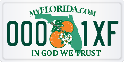 FL license plate 0001XF