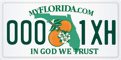 FL license plate 0001XH