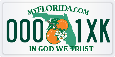 FL license plate 0001XK