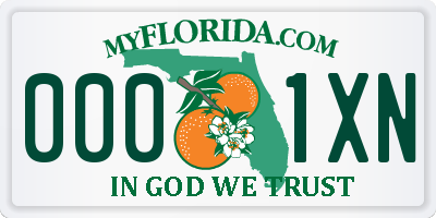 FL license plate 0001XN