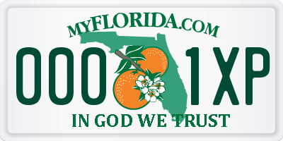 FL license plate 0001XP