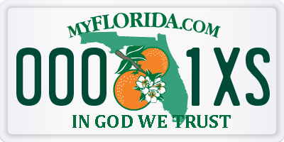 FL license plate 0001XS