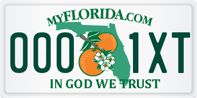 FL license plate 0001XT