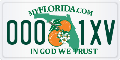 FL license plate 0001XV